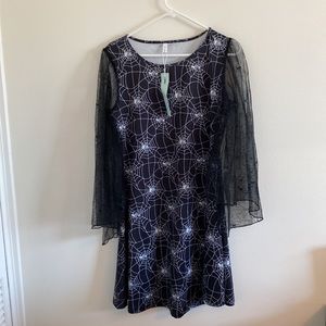 Halloween Spider Web Print Flare Dress